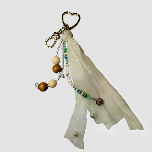 Boho "Sister" Beaded Tassel Keychain & Bag Charm