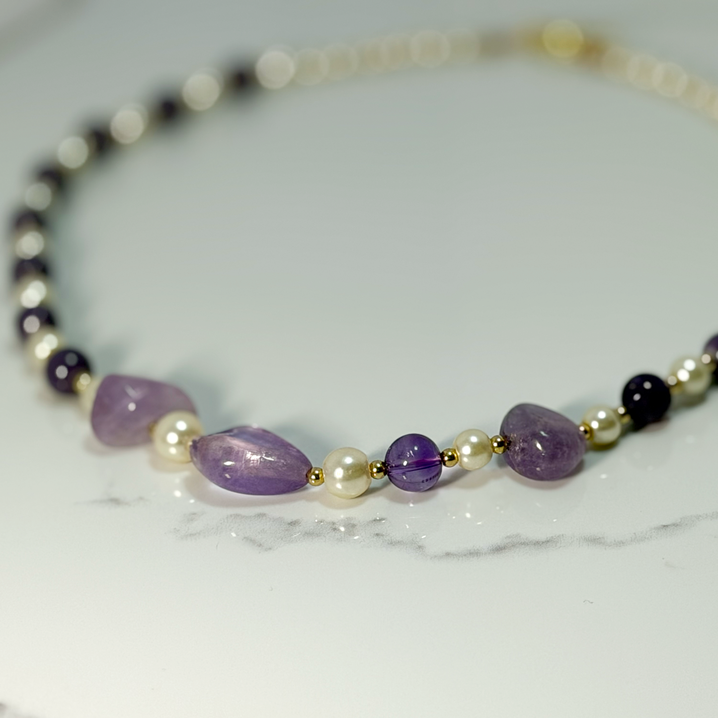 Amethyst & Pearl Statement Necklace