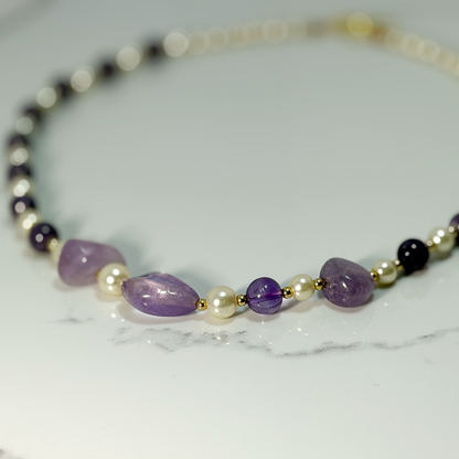 Amethyst & Pearl Statement Necklace