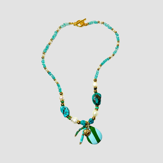 Turquoise & Sea Pearl Statement Necklace
