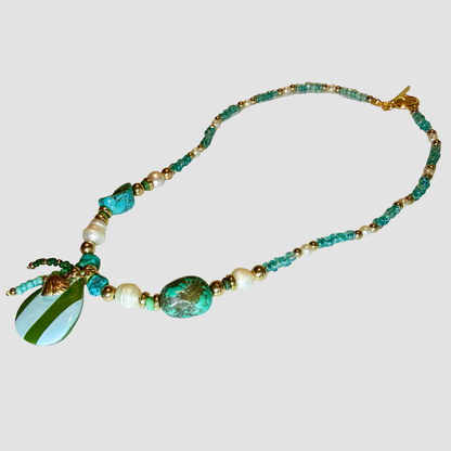 Turquoise & Sea Pearl Statement Necklace