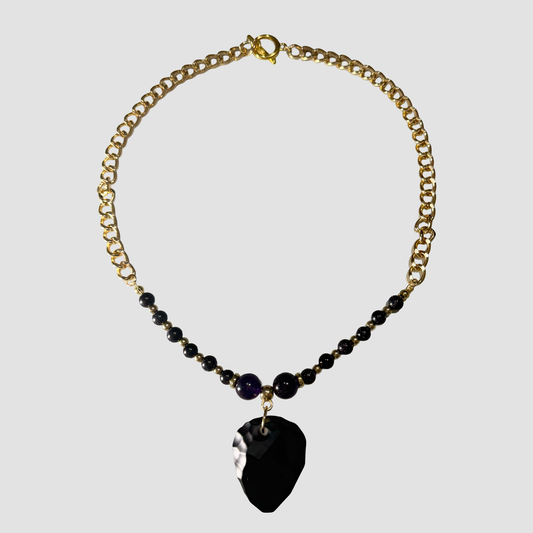 Black Swarovski Crystal Pendant Necklace