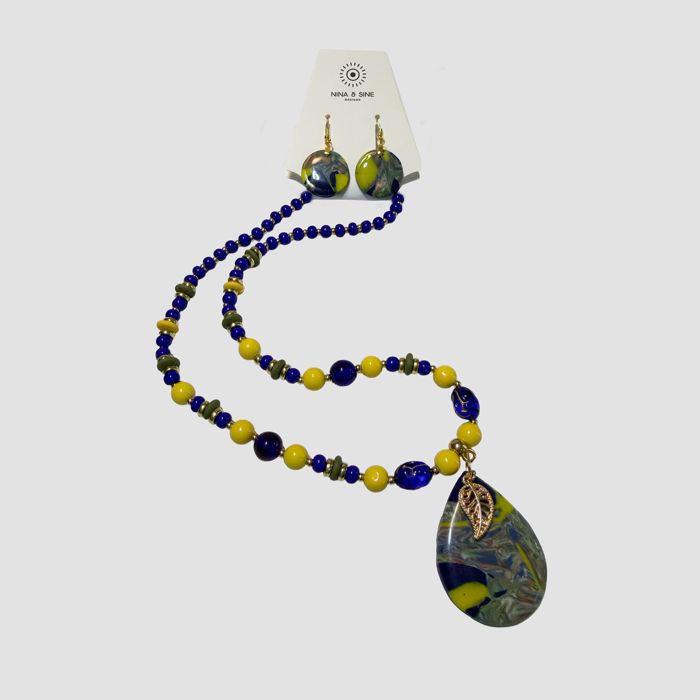 Cobalt & Sunshine Statement Necklace & Earring Set